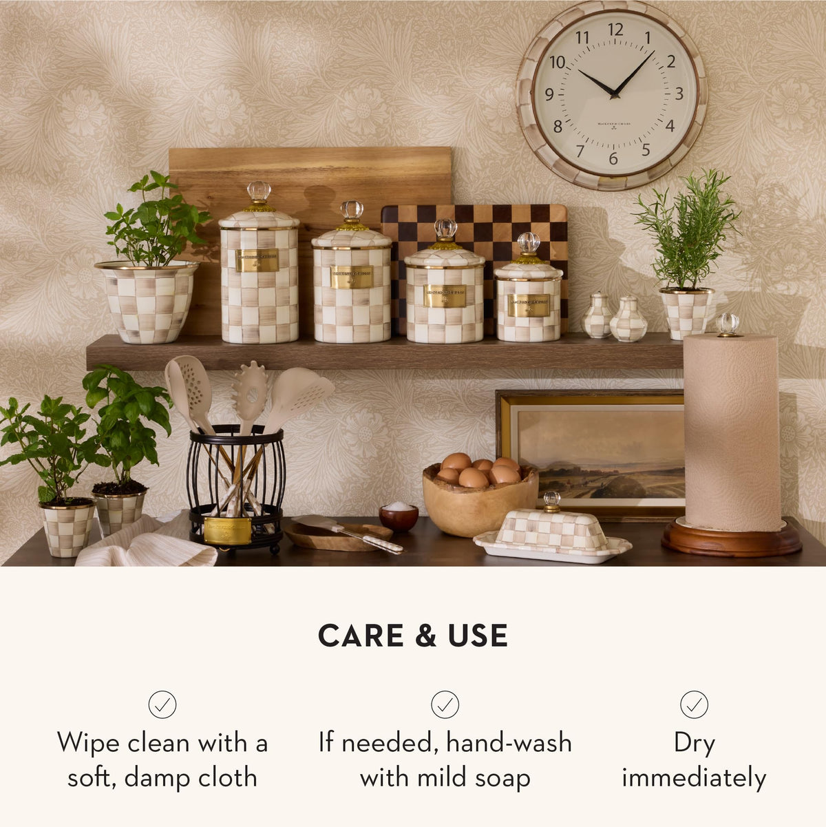Gift-ready canister embodies MacKenzie-Childs heritage of joyful home pieces.