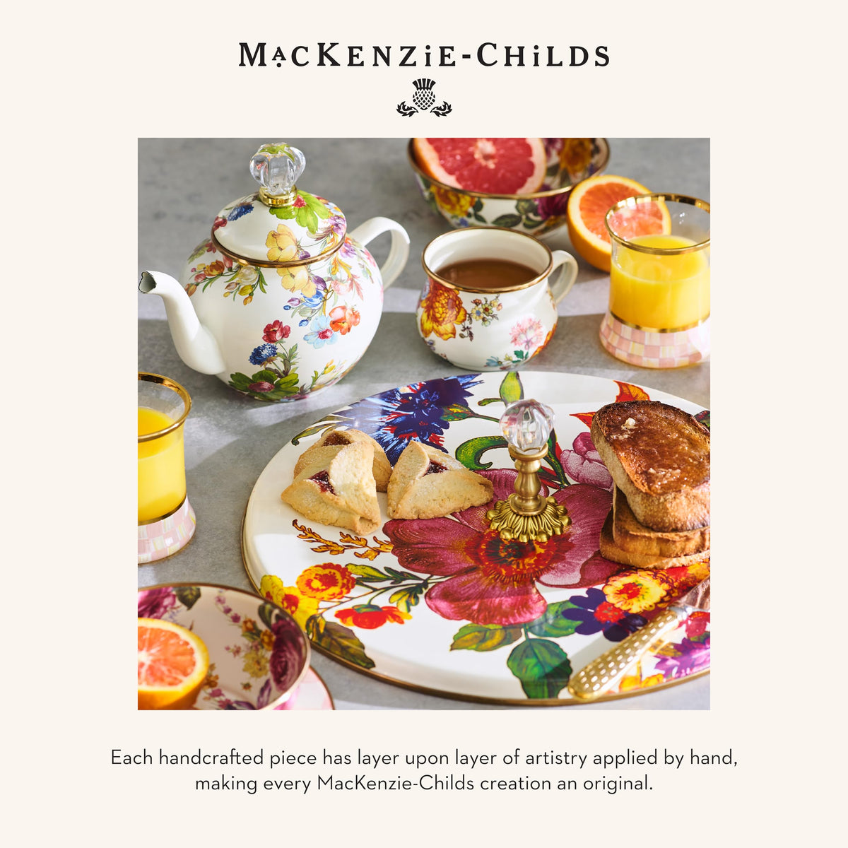MACKENZIE-CHILDS decorative towel ideal as a housewarming gift.