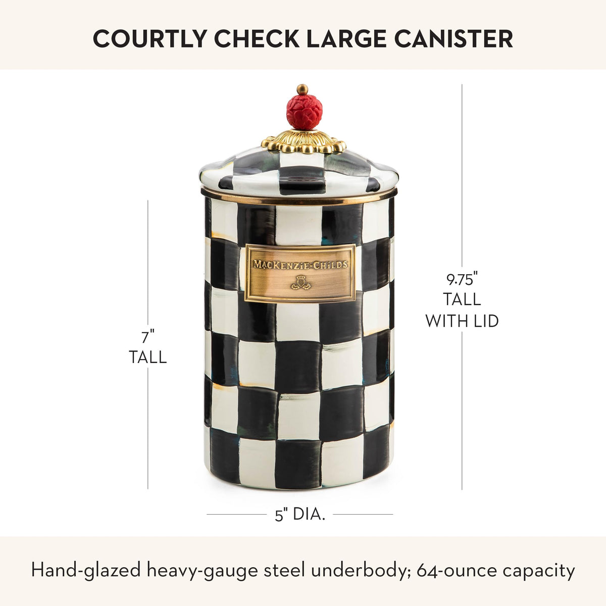 MacKenzie-Childs storage canister suitable for flour, sugar, or cookies.