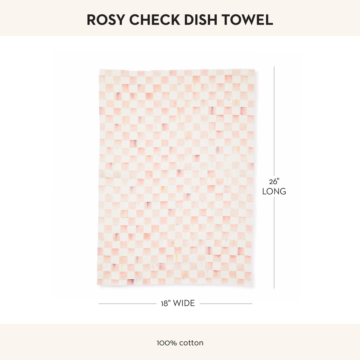 Mackenzie-Childs logo towel; refined touch on a functional drying cloth.