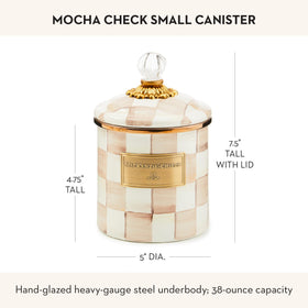 Mocha Check design adds vintage-inspired elegance to everyday pantry.