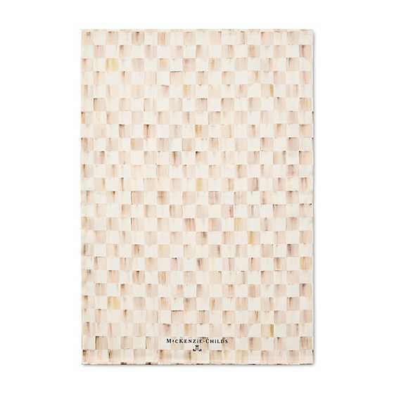 MacKenzie-Childs mocha check dish towel close-up highlights soft cotton and absorbent weave for kitchen drying.