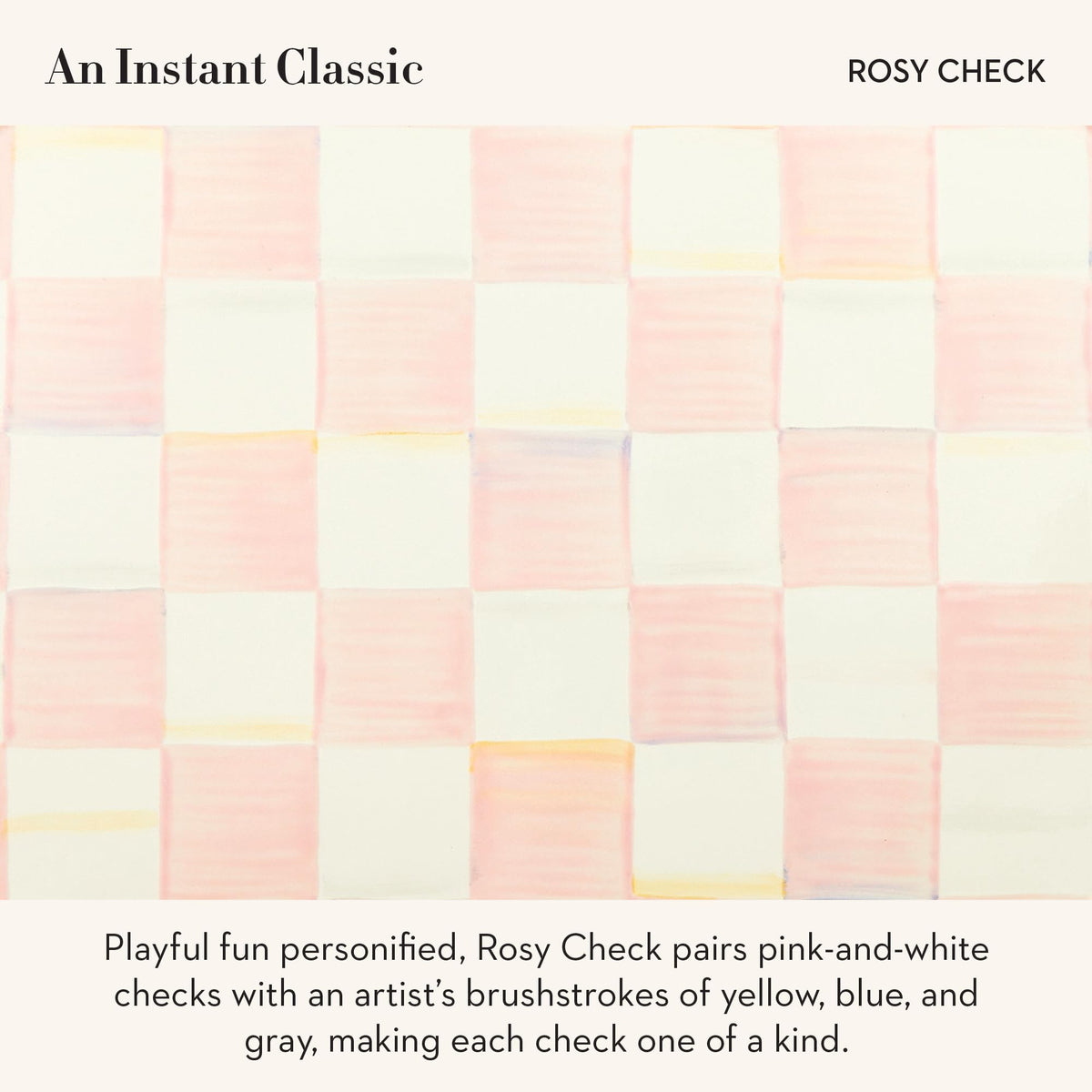 Close-up of Rosy Check pattern on MACKENZIE-CHILDS enamel utensil holder.