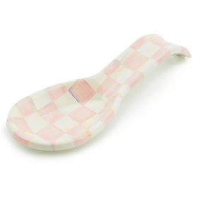 Mackenzie-Childs Rosy Check spoon rest on stovetop protects surfaces and adds color