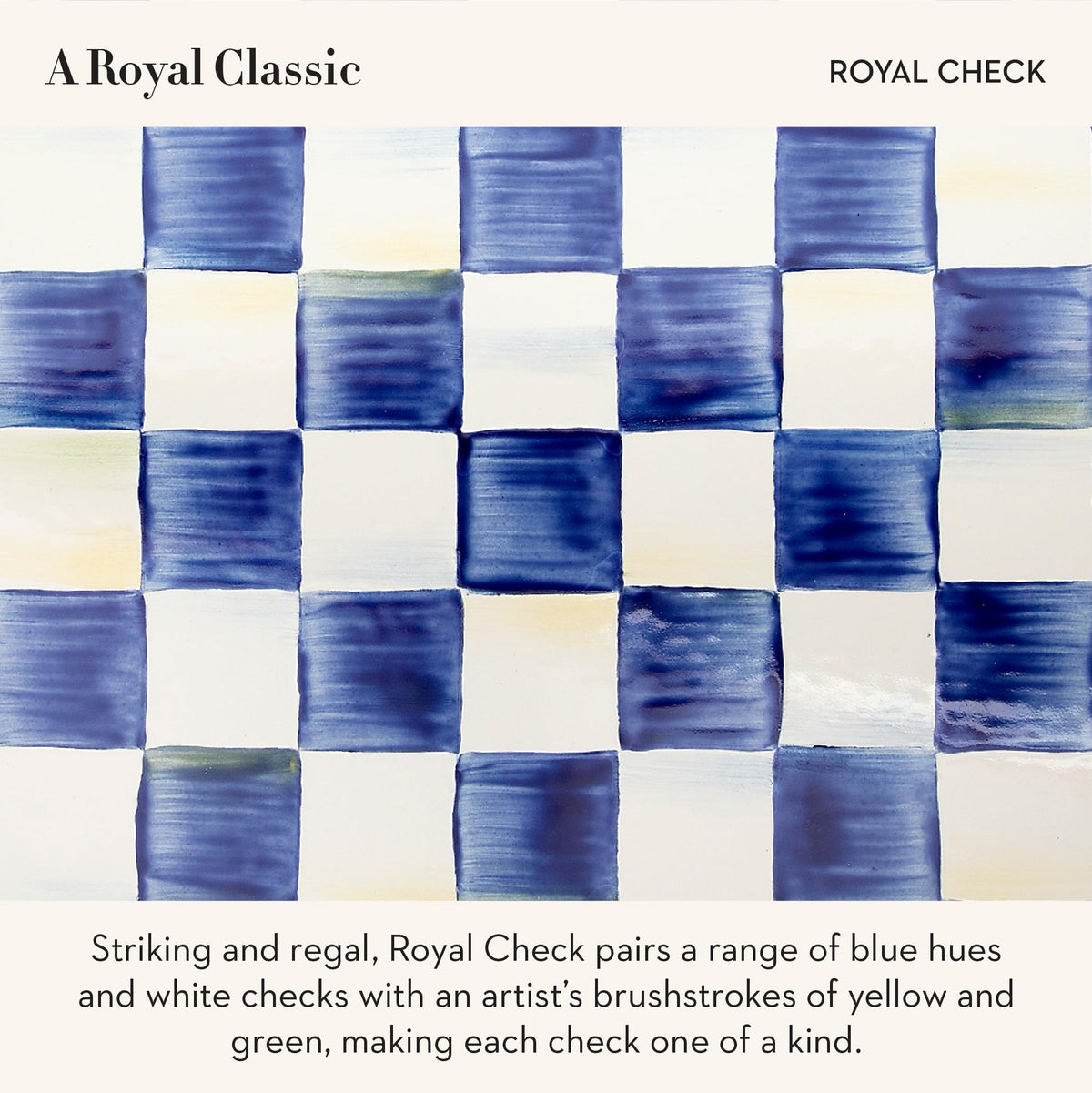 Royal check pattern adds timeless decor while keeping utensils within easy reach.
