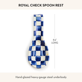 MACKENZIE-CHILDS blue-check spoon rest enhances kitchen decor