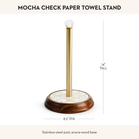 MacKenzie-Childs stainless-steel center post keeps towels steady during busy prep.