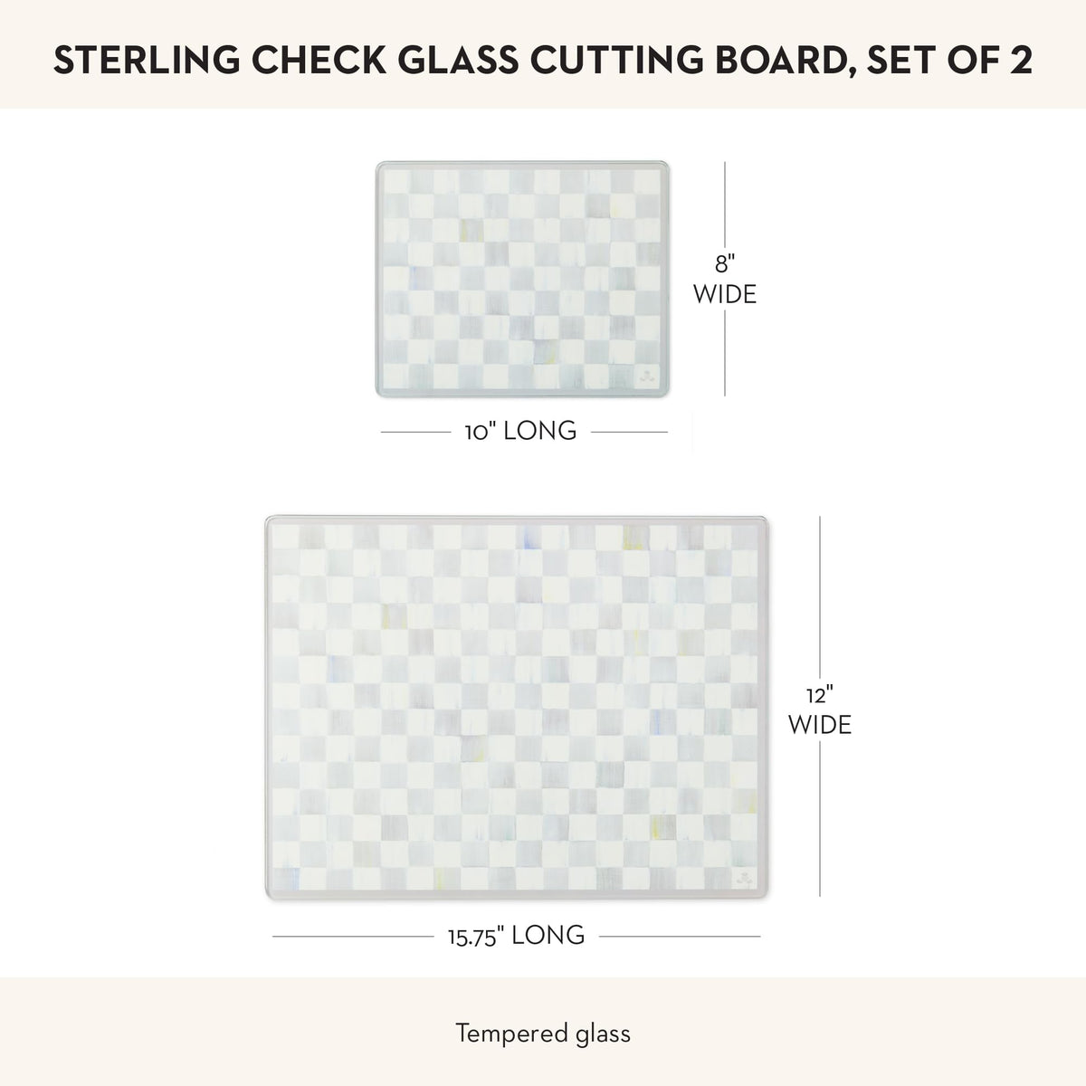 MacKenzie-Childs Sterling Check cutting board – decorative counterpiece for display.