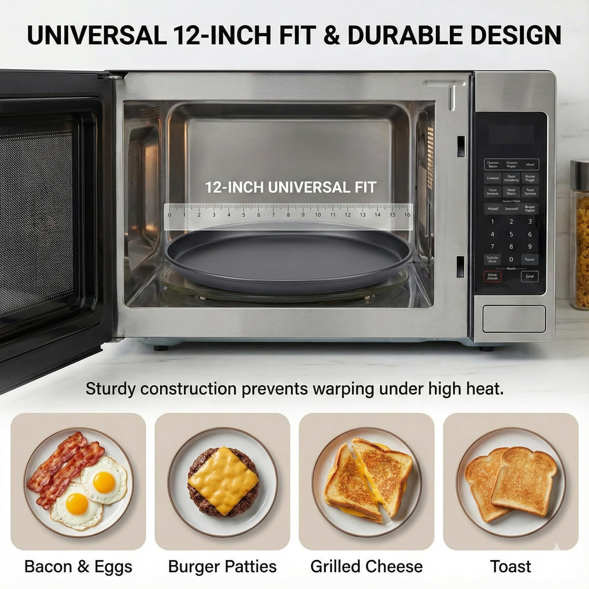 MACONEE 12-inch crisper pan dishwasher-safe for easy cleanup.