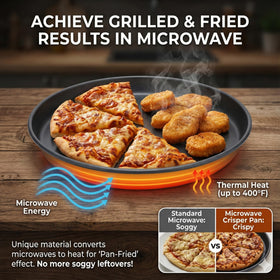 MACONEE 12-inch crisper pan pizza-reheat in action yields crispy crust.