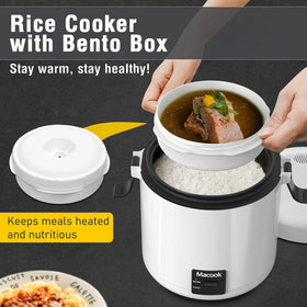 Macook Mini Rice Cooker 1-3 cups cooked capability for quick meals