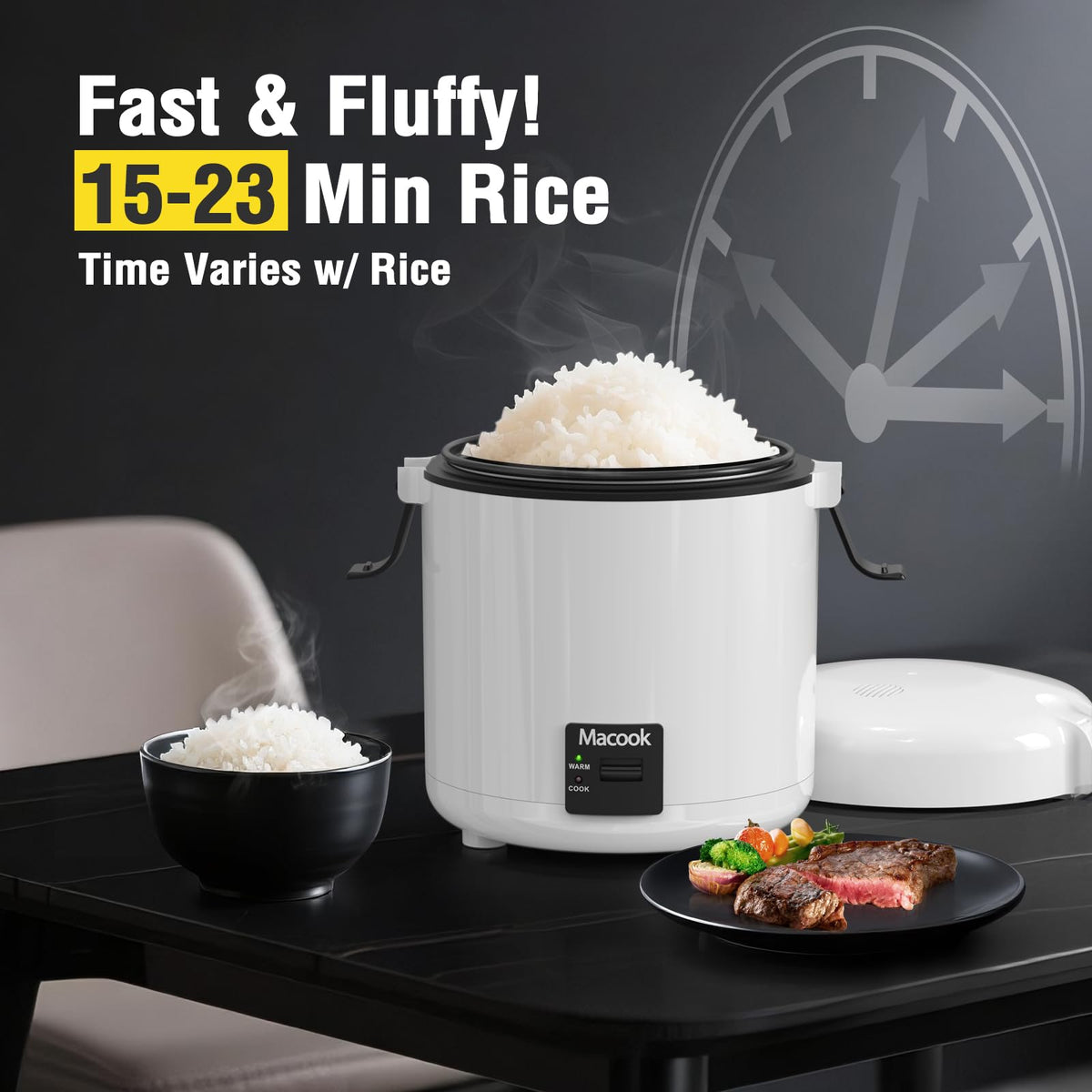 Macook Mini Rice Cooker includes a bento box for on-the-go meals