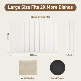 MacraBoho large stone drying mat folded for storage saving kitchen space