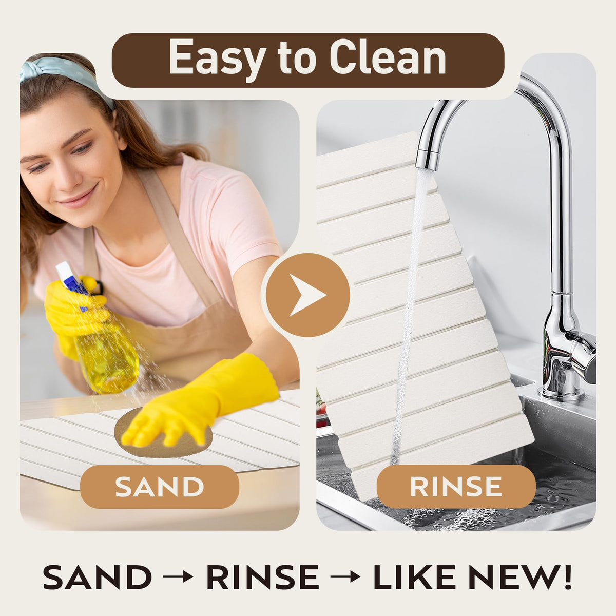 MacraBoho bright white surface resists water spots and stains