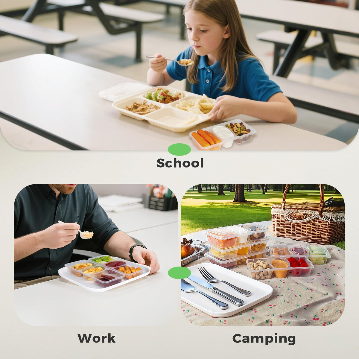 MACTANO 3-compartment design keeps items organized and separate.