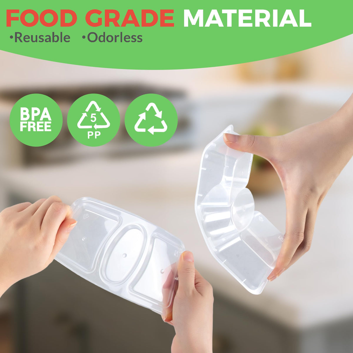 MACTANO 8 oz containers stacked compactly to save space.