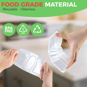 MACTANO 8 oz containers stacked compactly to save space.