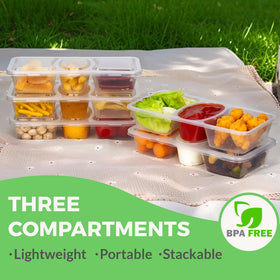 MACTANO 8 oz containers displaying three compartments for separate snacks.