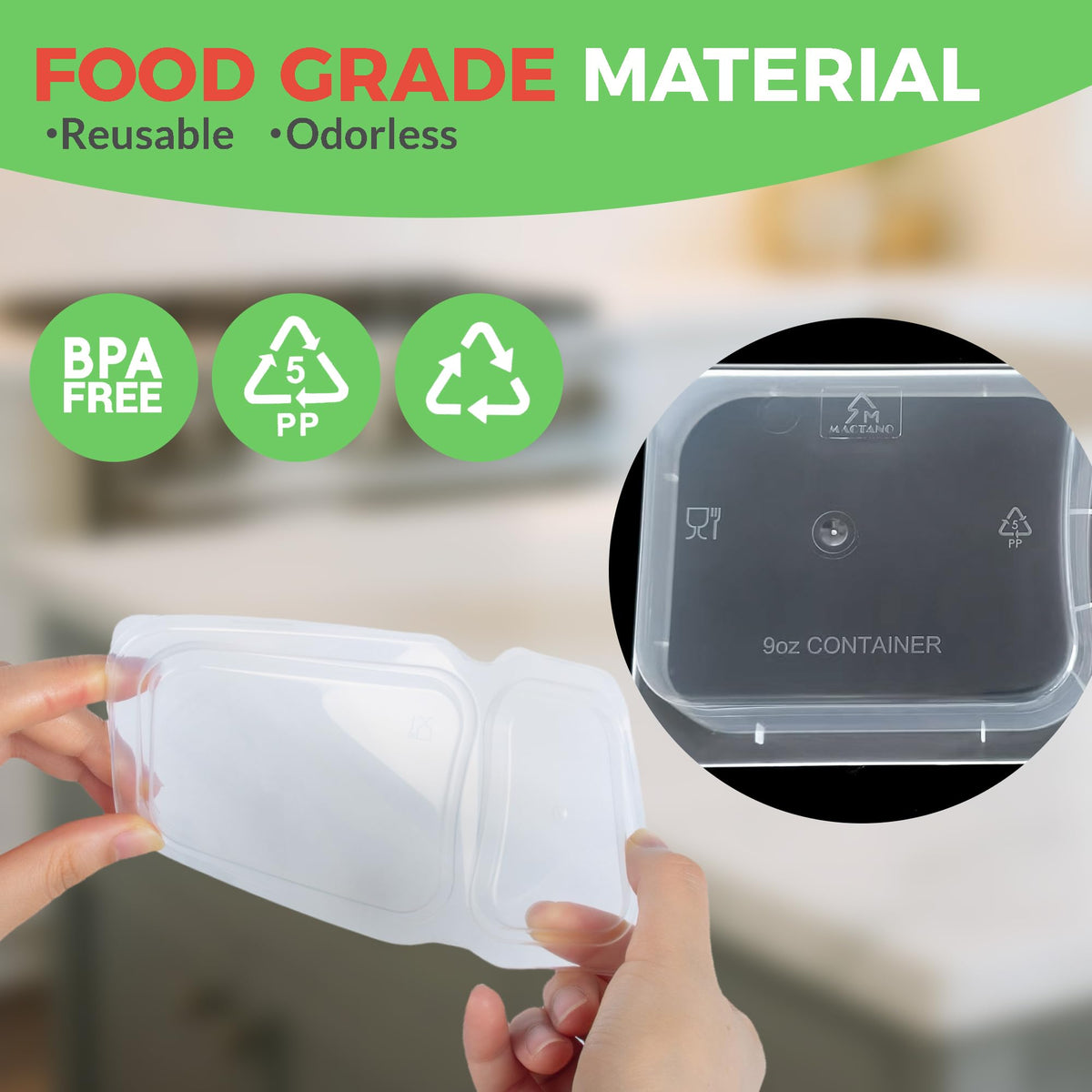 MACTANO BPA-free PP5 snack containers safe for daily use.
