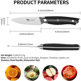 MAD SHARK paring knife close-up highlighting razor-sharp edge for clean slicing