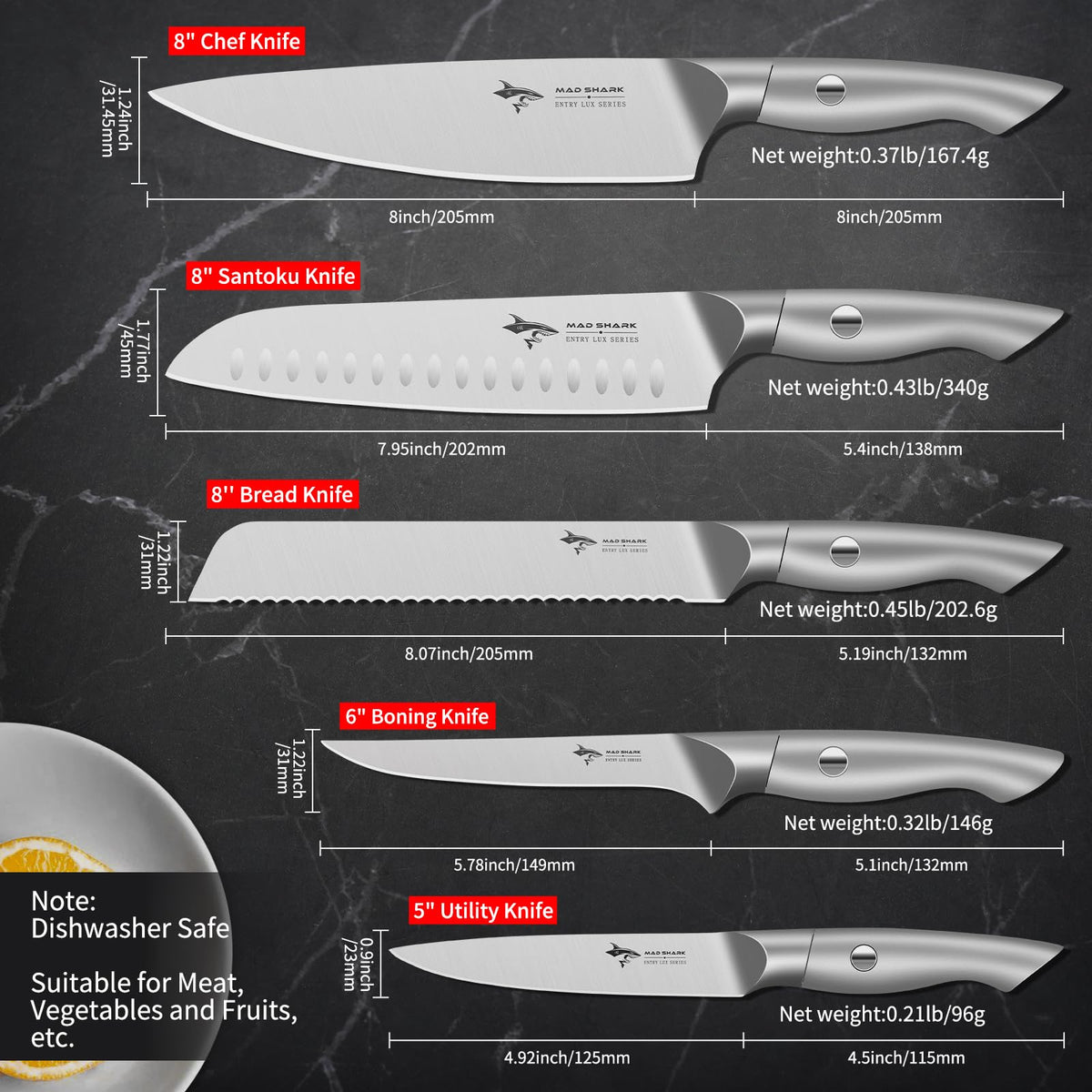 MAD SHARK 6-inch boning knife: flexible control for trimming meats.