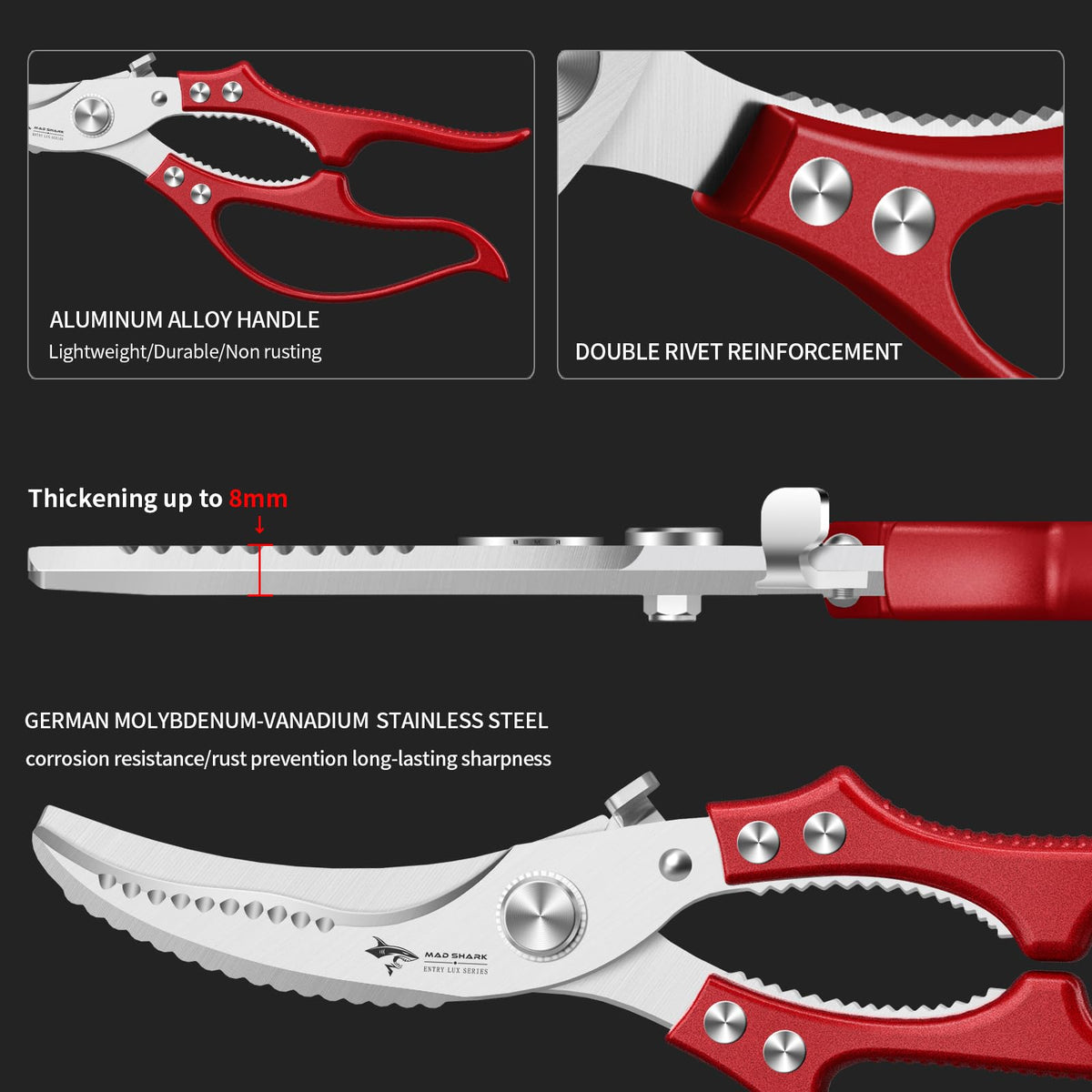 MAD SHARK durable molybdenum-vanadium steel for lasting corrosion resistance