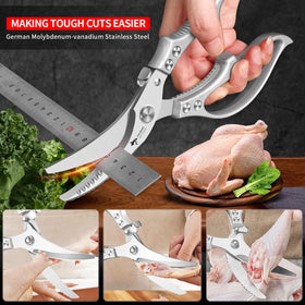 MAD SHARK heavy duty shears ergonomic handle in use for fatigue-free cutting.