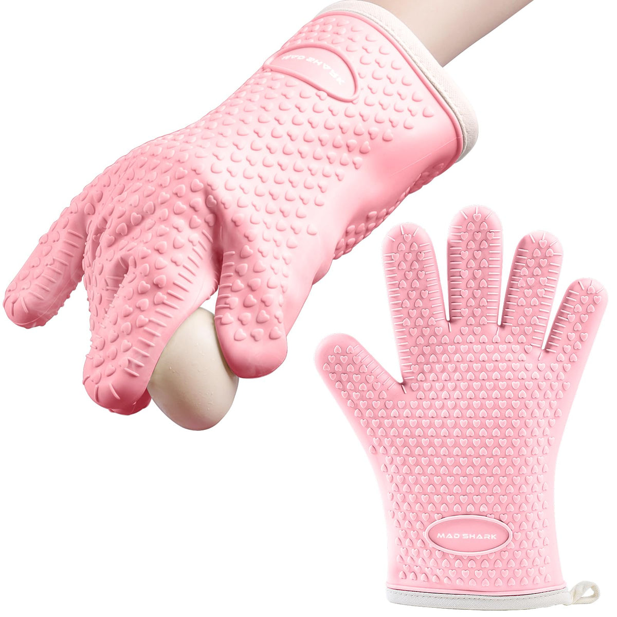 MAD SHARK kitchen mitts with fingertip design support precise handling.