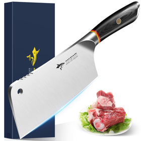 MAD SHARK meat cleaver with a 7.5-inch blade for bone cutting and heavy chopping.