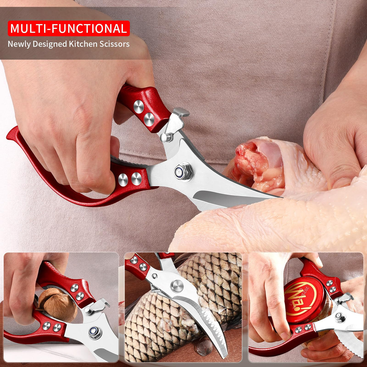 MAD SHARK heavy-duty scissors with serrated edge for fish scraping and trimming