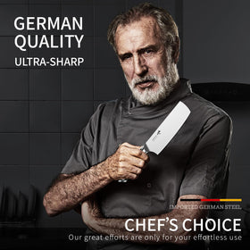 MAD SHARK Nakiri knife high-carbon steel with 56+ Rockwell delivers lasting durability.