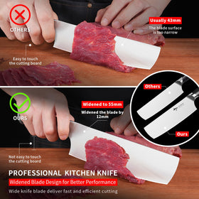MAD SHARK Nakiri knife laminated surface supports hygiene and easy cleaning.