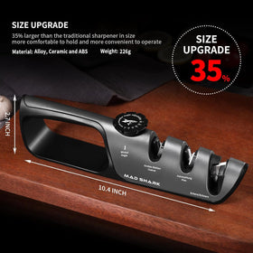 MAD SHARK non-slip base with silicone pads keeps sharpening stable.
