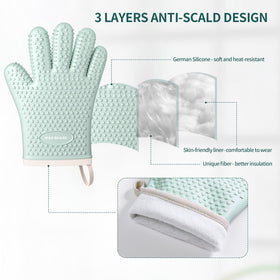 MAD SHARK silicone oven mitts offer easy cleaning and grease resistance