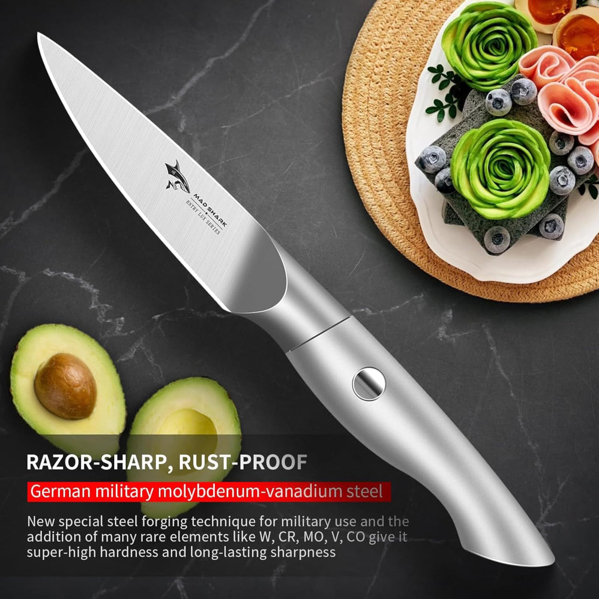 MAD SHARK paring knife precision cutting for fruits and vegetables.