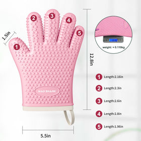 MAD SHARK pink oven mitts add stylish color while cooking.