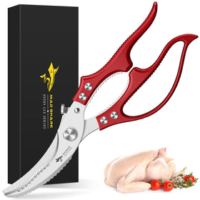 MAD SHARK poultry shears in action for smooth, precise slicing
