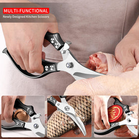 MAD SHARK poultry shears screw-secured assembly prevents misalignment during heavy cuts