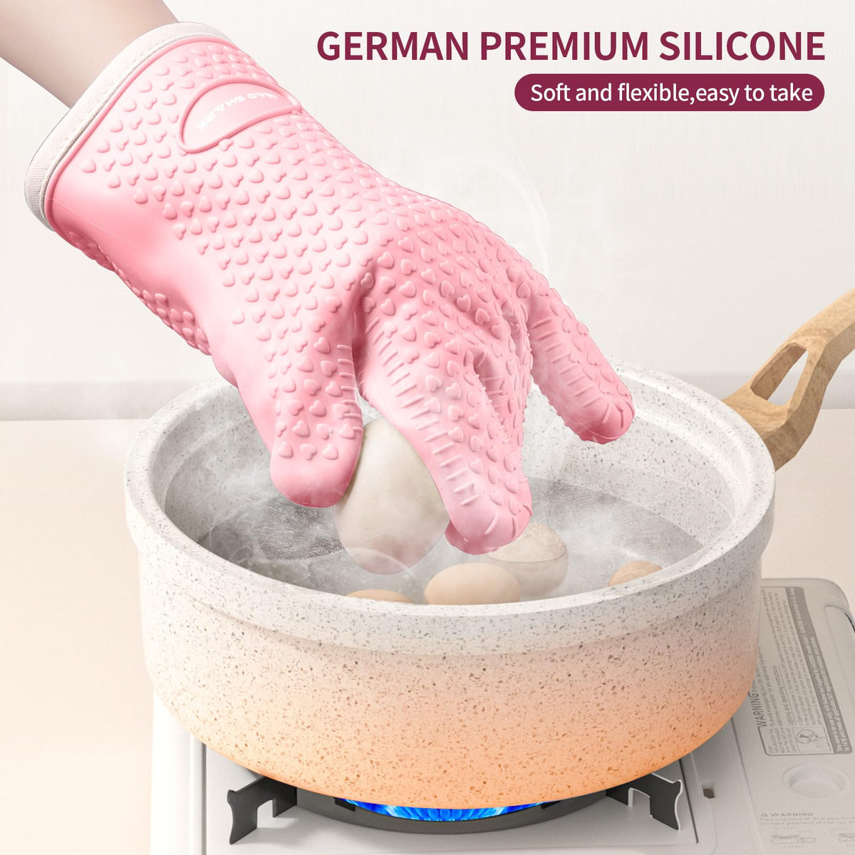 MAD SHARK BPA-free mitts resist grease and stains for easy cleanup.