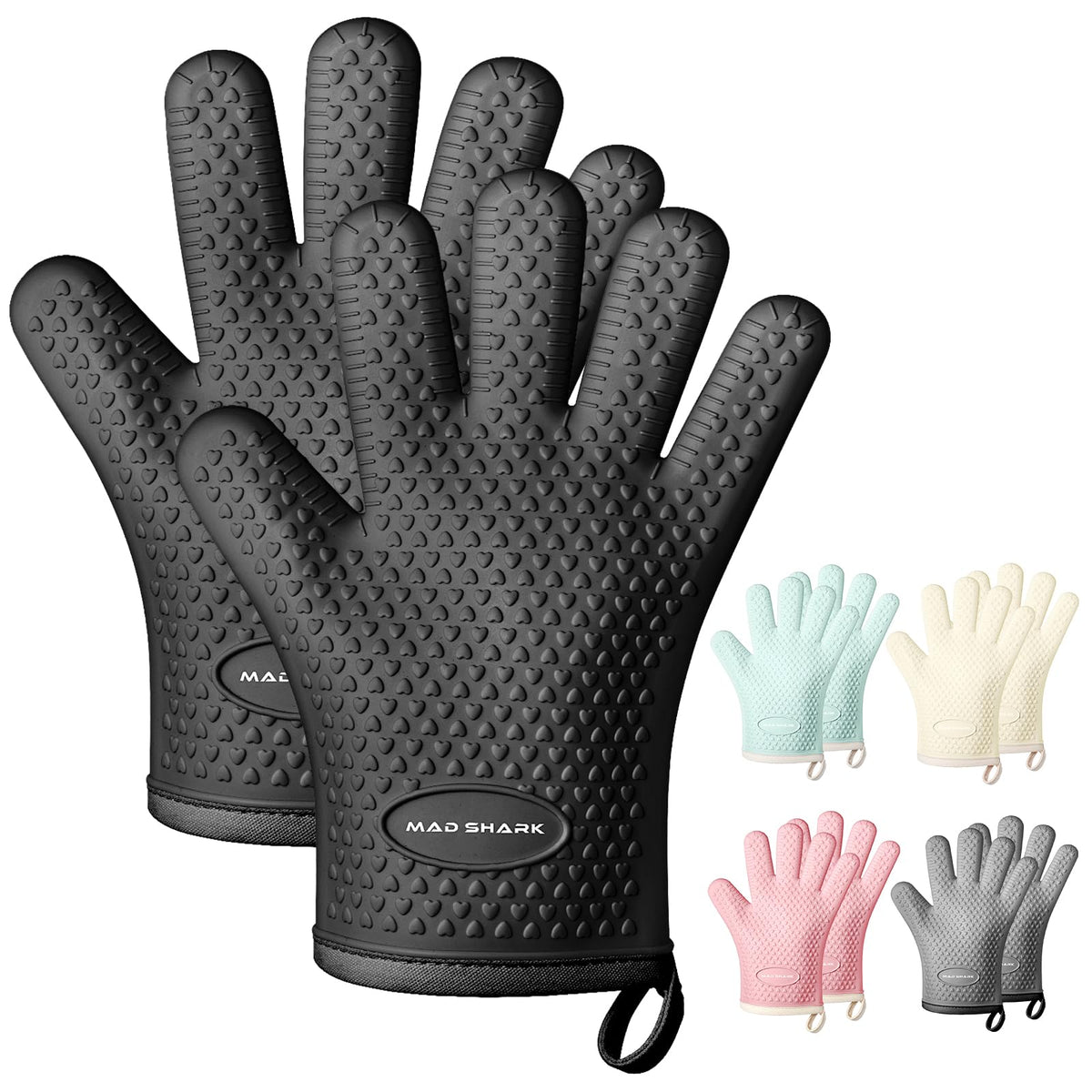 MAD SHARK silicone oven mitts heat resistant up to 450°F for safe baking