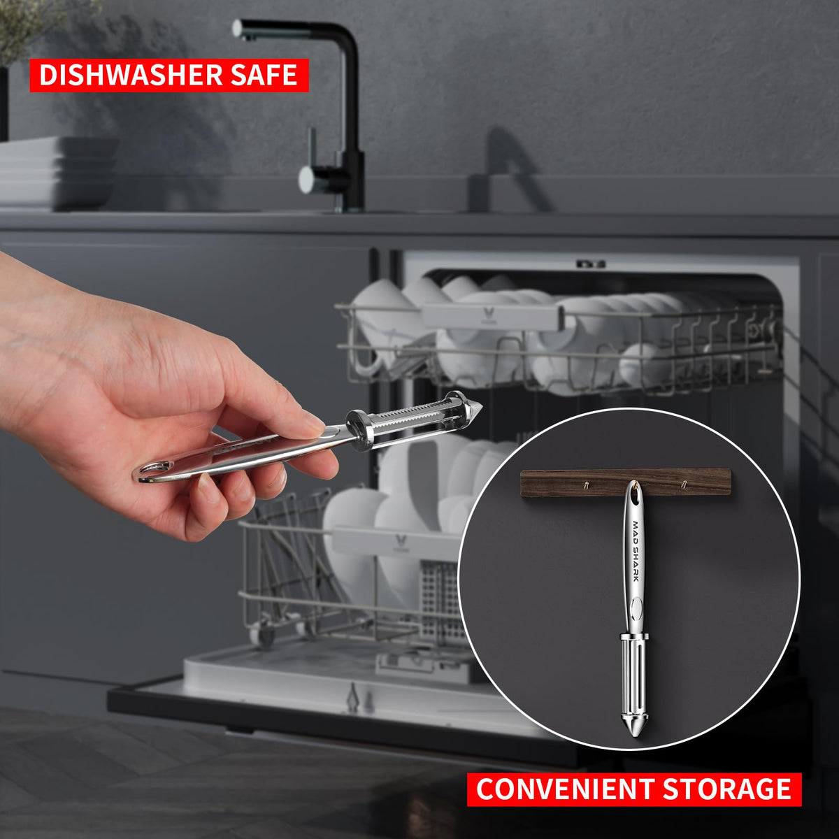 MAD SHARK zinc alloy body provides durable kitchen tool