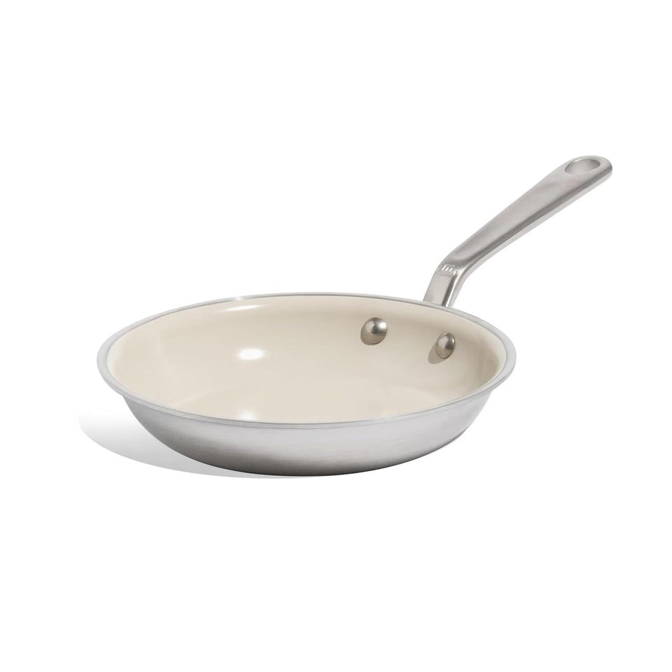 Made In 8-inch ceramic non-stick frying pan top view showing easy-release surface for quick cooking