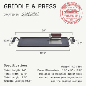 Made In carbon steel griddle induction compatible for versatile kitchen use.