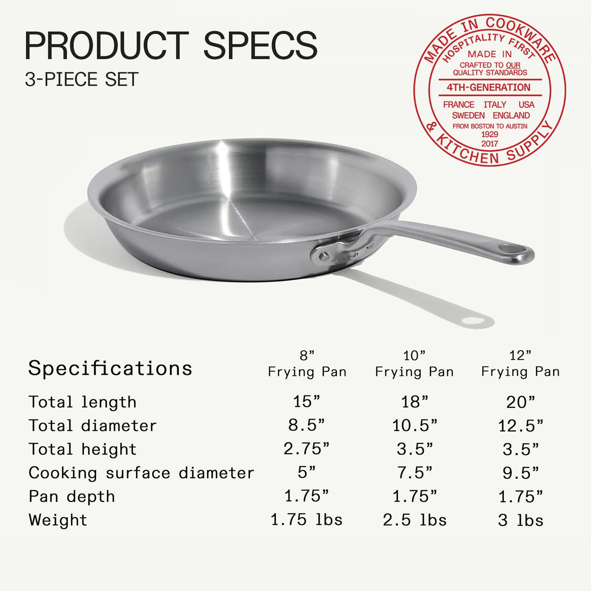 Made In 12-inch stainless frying pan great for large batches and family meals