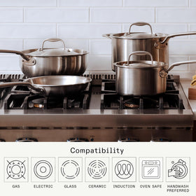 Made In 4-quart stainless saucepan with lid for sauces and reductions