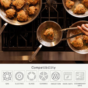 Made In 5-ply stainless clad construction delivering consistent cooking performance