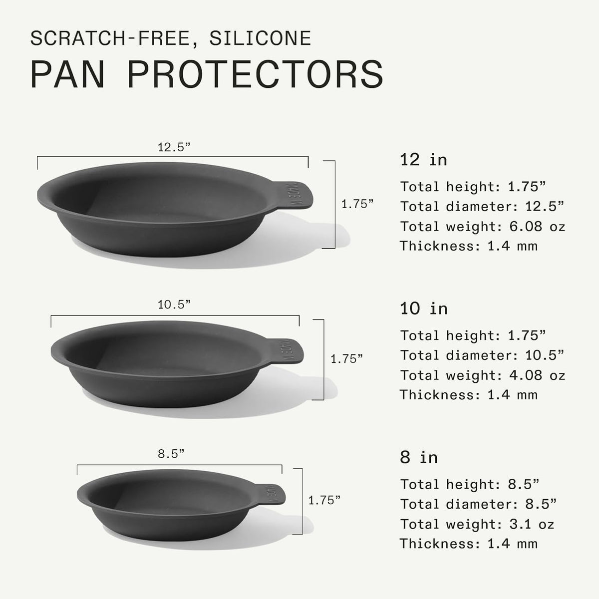 Made In 8-inch pan protector in graphite guards delicate edges