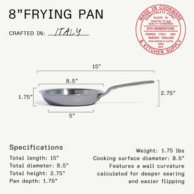 Made In 8-inch stainless pan bottom view confirms rugged construction for induction cooking