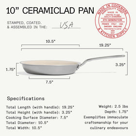 Close-up of Made In ceramic nonstick coating showing durability and smooth release.