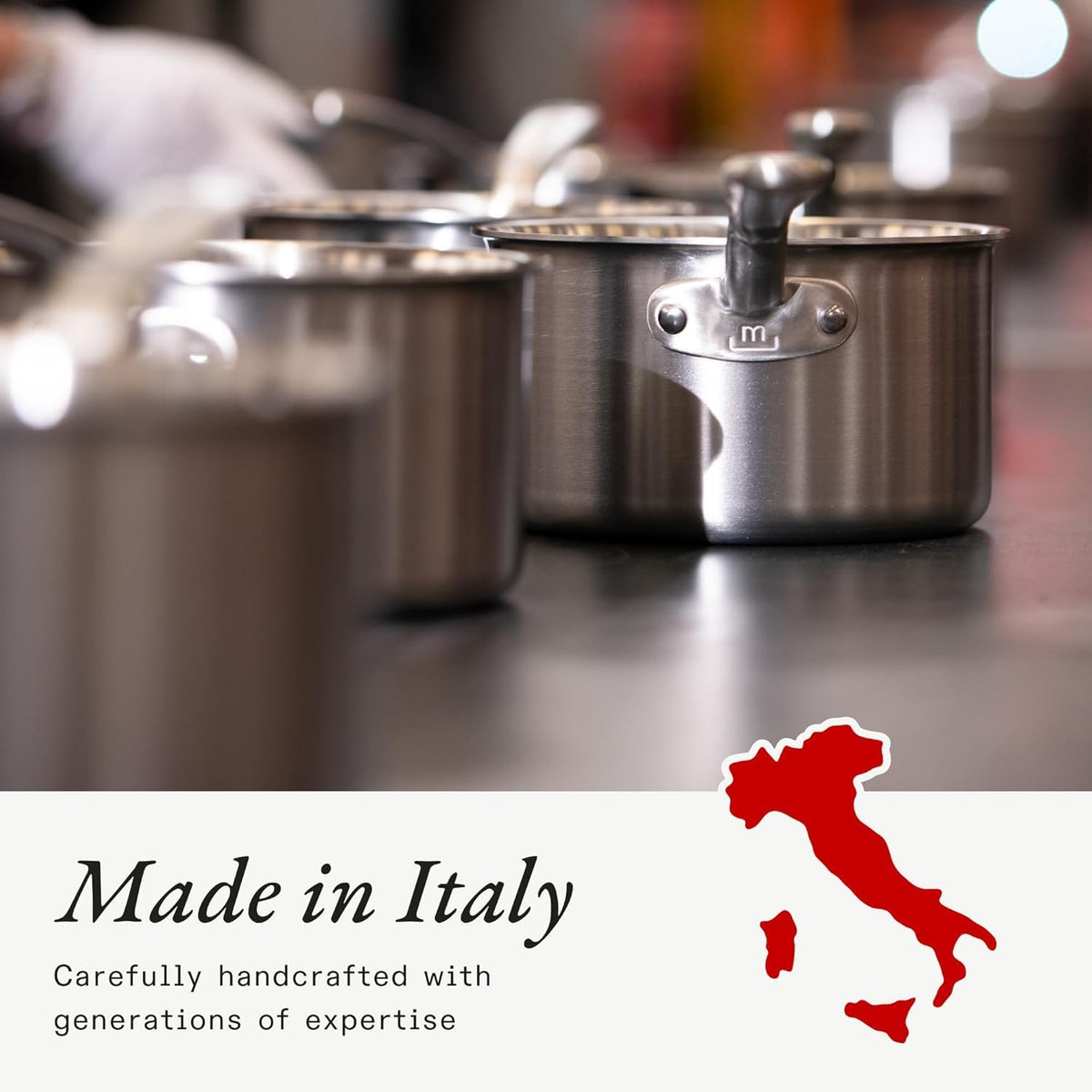 Made In pans with even heat distribution across the cooking surface